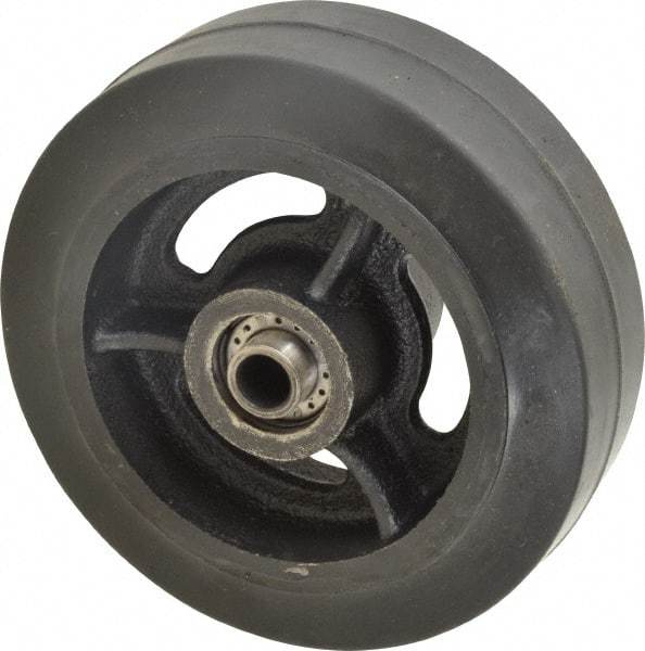 Albion - 6 Inch Diameter x 2 Inch Wide, Solid Rubber Caster Wheel - 410 Lb. Capacity, 2-3/16 Inch Hub Length, 1/2 Inch Axle Diameter, Roller Bearing - Exact Industrial Supply
