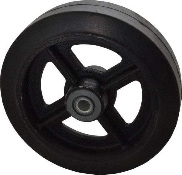 Albion - 8 Inch Diameter x 2 Inch Wide, Solid Rubber Caster Wheel - 500 Lb. Capacity, 2-3/16 Inch Hub Length, 3/4 Inch Axle Diameter, Roller Bearing - Exact Industrial Supply