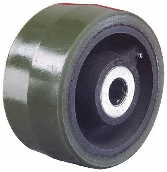 Albion - 10 Inch Diameter x 3 Inch Wide, Polyurethane Caster Wheel - 3,000 Lb. Capacity, 3-1/4 Inch Hub Length, 1 Inch Axle Diameter, Roller Bearing - Exact Industrial Supply