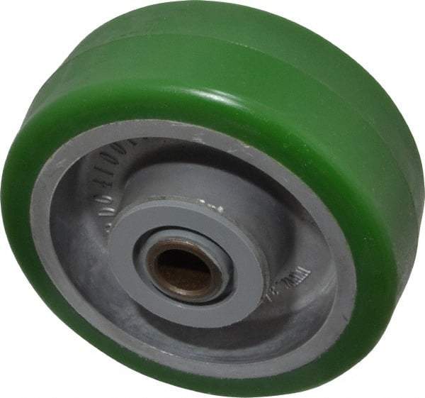Albion - 4 Inch Diameter x 1-1/2 Inch Wide, Polyurethane Caster Wheel - 600 Lb. Capacity, 1-7/8 Inch Hub Length, 1/2 Inch Axle Diameter, Roller Bearing - Exact Industrial Supply