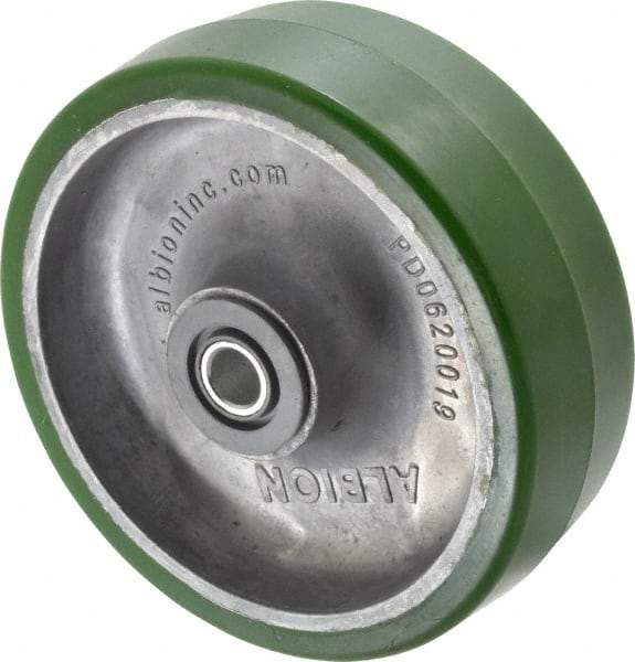 Albion - 6 Inch Diameter x 2 Inch Wide, Polyurethane Caster Wheel - 1,230 Lb. Capacity, 2-7/16 Inch Hub Length, 1/2 Inch Axle Diameter, Roller Bearing - Exact Industrial Supply