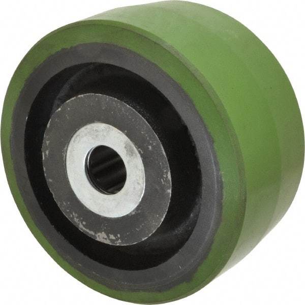 Albion - 6 Inch Diameter x 3 Inch Wide, Polyurethane Caster Wheel - 2,040 Lb. Capacity, 3-1/4 Inch Hub Length, 1 Inch Axle Diameter, Roller Bearing - Exact Industrial Supply