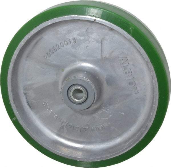 Albion - 8 Inch Diameter x 2 Inch Wide, Polyurethane Caster Wheel - 1,500 Lb. Capacity, 2-3/16 Inch Hub Length, 1/2 Inch Axle Diameter, Roller Bearing - Exact Industrial Supply