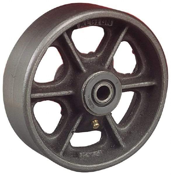 Albion - 5 Inch Diameter x 1-1/2 Inch Wide, Cast Iron Caster Wheel - 600 Lb. Capacity, 1-5/8 Inch Hub Length, 1/2 Inch Axle Diameter, Roller Bearing - Exact Industrial Supply