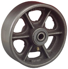 Albion - 5 Inch Diameter x 2-1/2 Inch Wide, Cast Iron Caster Wheel - 2,000 Lb. Capacity, 3-1/4 Inch Hub Length, 1 Inch Axle Diameter, Roller Bearing - Exact Industrial Supply