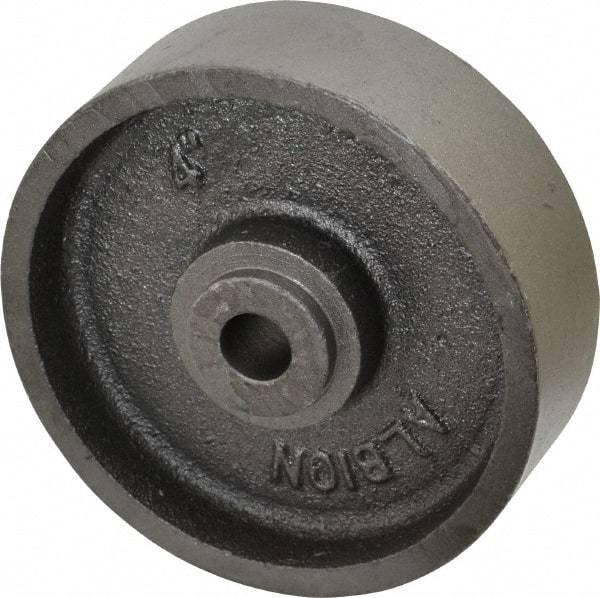 Albion - 4 Inch Diameter x 1-1/4 Inch Wide, Cast Iron Caster Wheel - 350 Lb. Capacity, 1-3/8 Inch Hub Length, 3/8 Inch Axle Diameter, Sleeve Bearing - Exact Industrial Supply