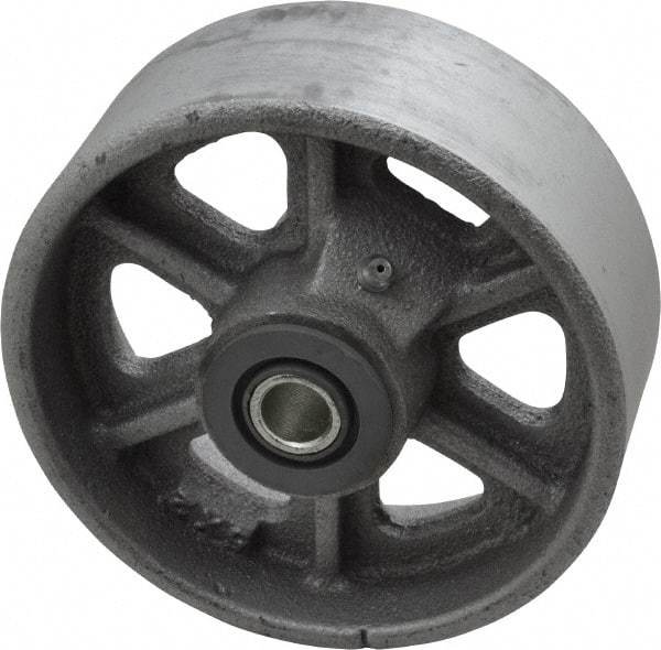 Albion - 5 Inch Diameter x 2 Inch Wide, Cast Iron Caster Wheel - 1,300 Lb. Capacity, 2-3/16 Inch Hub Length, 1/2 Inch Axle Diameter, Roller Bearing - Exact Industrial Supply