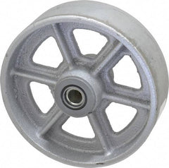 Albion - 6 Inch Diameter x 2 Inch Wide, Cast Iron Caster Wheel - 1,400 Lb. Capacity, 2-3/16 Inch Hub Length, 3/4 Inch Axle Diameter, Roller Bearing - Exact Industrial Supply