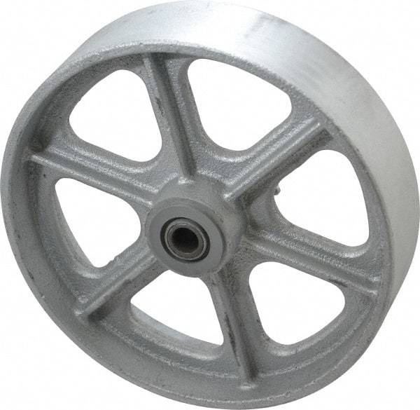 Albion - 8 Inch Diameter x 2 Inch Wide, Cast Iron Caster Wheel - 1,800 Lb. Capacity, 2-3/16 Inch Hub Length, 1/2 Inch Axle Diameter, Roller Bearing - Exact Industrial Supply