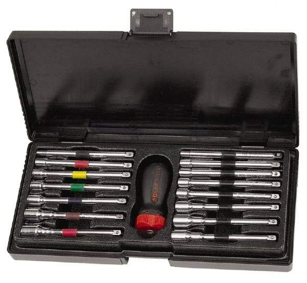 GearWrench - 16 Piece 3/16 to 1/2" Nutdriver Set - Interchangeable, Ratcheting Handle - Exact Industrial Supply