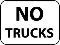 NMC - "No Trucks", 24" Wide x 18" High, Aluminum Parking Lot Traffic Signs - 0.08" Thick, Black on White, High Intensity Reflectivity, Rectangle, Post Mount - Exact Industrial Supply