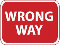 NMC - "Wrong Way", 24" Wide x 18" High, Aluminum Traffic Control Signs - 0.08" Thick, Red on White, High Intensity Reflectivity, Rectangle, Post Mount - Exact Industrial Supply