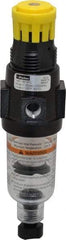 Parker - 1/4" NPT Port Miniature 1 Piece Filter/Regulator FRL Unit - Polycarbonate Bowl, 18 SCFM, 150 Max psi, 6.21" High, Manual Drain - Exact Industrial Supply