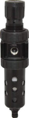 Parker - 1/4" NPT Port Compact 1 Piece Filter/Regulator FRL Unit - Polycarbonate Bowl, 30 SCFM, 150 Max psi, 8.51" High, Manual Drain - Exact Industrial Supply