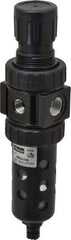 Parker - 3/8" NPT Port Compact 1 Piece Filter/Regulator FRL Unit - Polycarbonate Bowl, 40 SCFM, 150 Max psi, 8.51" High, Manual Drain - Exact Industrial Supply