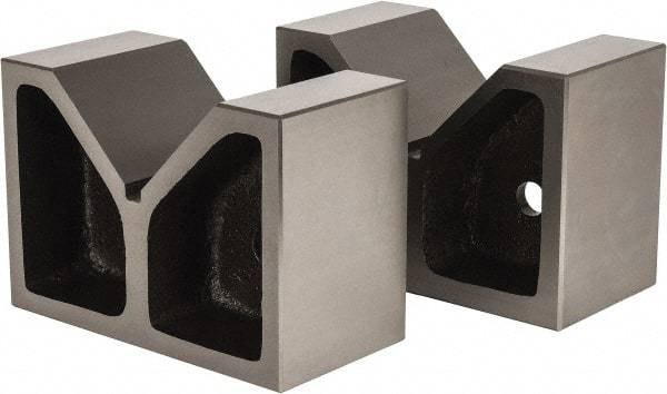 Value Collection - 4-1/2" Max Capacity, 90° Angle, Cast Iron V-Block - 8" Long x 4" Wide x 5-1/2" High, Sold as Matched Pair - Exact Industrial Supply