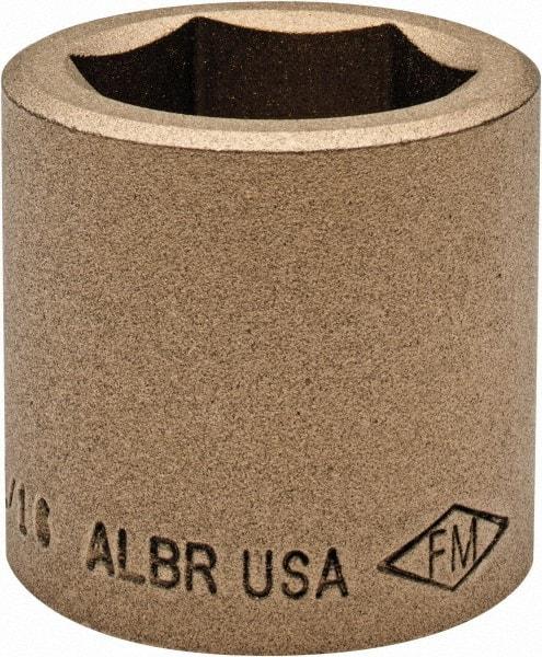 Ampco - 1-1/16", 1/2" Drive, Standard Hand Socket - 6 Points, 1-1/2" OAL, Aluminum Bronze - Exact Industrial Supply