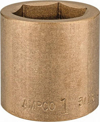 Ampco - 1-3/16", 1/2" Drive, Standard Hand Socket - 6 Points, 1-5/8" OAL, Aluminum Bronze - Exact Industrial Supply