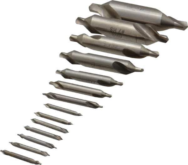 Keo - 14 Piece, #5/0 to 8, Plain Edge, High Speed Steel Combo Drill & Countersink Set - 60° Incl Angle - Exact Industrial Supply