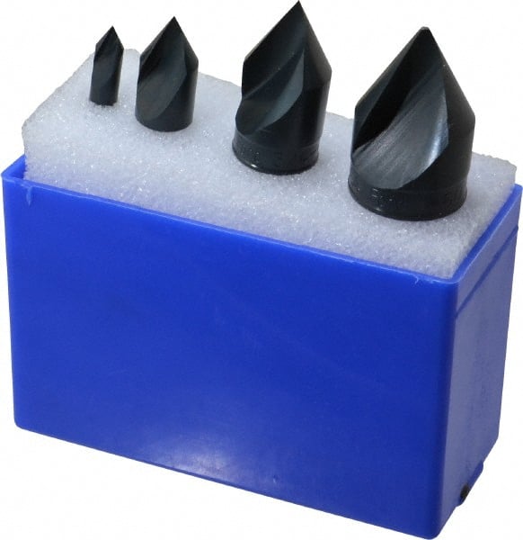 M.A. Ford - 4 Piece, 1/4 to 1" Head Diam, 60° Included Angle, Single End Countersink Set - Exact Industrial Supply