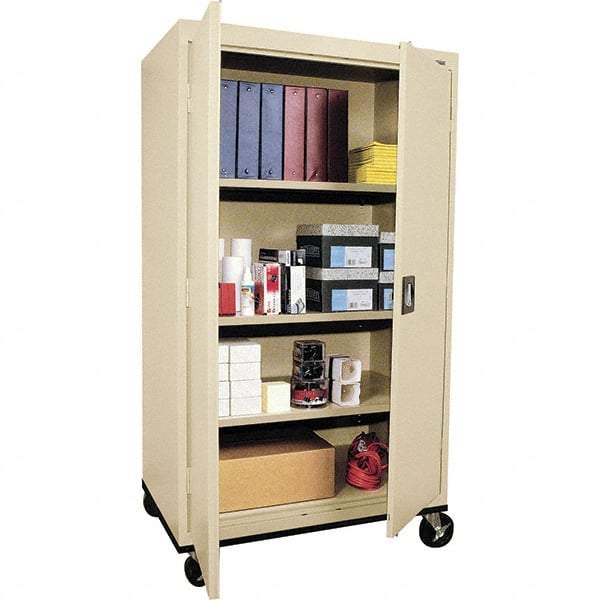 Sandusky Lee - 4 Shelf Mobile Cabinet - 36" Wide x 24" Deep x 66" High, Steel, Putty - Exact Industrial Supply