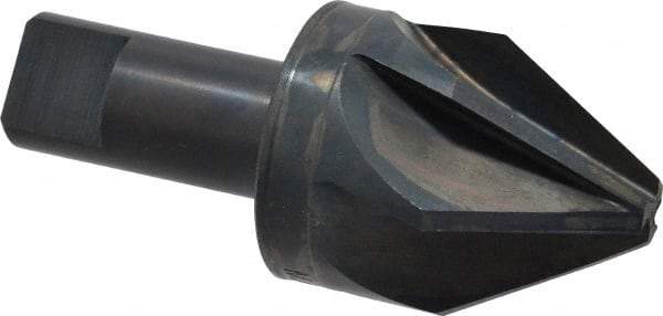 M.A. Ford - 1-1/2" Head Diam, 3/4" Shank Diam, 6 Flute 60° High Speed Steel Countersink - Bright Finish, 3-1/2" OAL, 0.43" Nose Diam, Single End, Straight Shank, Right Hand Cut - Exact Industrial Supply
