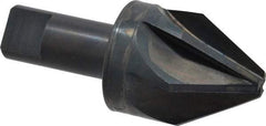 M.A. Ford - 1-1/2" Head Diam, 3/4" Shank Diam, 6 Flute 60° High Speed Steel Countersink - Bright Finish, 3-1/2" OAL, 0.43" Nose Diam, Single End, Straight Shank, Right Hand Cut - Exact Industrial Supply