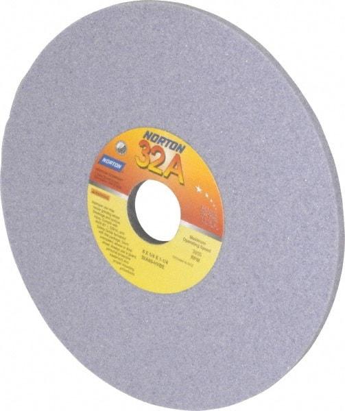 Norton - 8" Diam x 1-1/4" Hole x 1/4" Thick, H Hardness, 60 Grit Surface Grinding Wheel - Aluminum Oxide, Type 1, Medium Grade, 3,600 Max RPM, Vitrified Bond, No Recess - Exact Industrial Supply