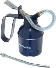 PRO-LUBE - 200 mL Capcity, 6" Long Flexible Spout, Lever-Type Oiler - Brass Pump, Steel Body, Powder Coated - Exact Industrial Supply
