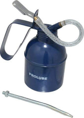 PRO-LUBE - 300 mL Capcity, 6" Long Flexible Spout, Lever-Type Oiler - Brass Pump, Steel Body, Powder Coated - Exact Industrial Supply