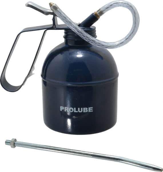 PRO-LUBE - 1,000 mL Capcity, 8" Long Flexible Spout, Lever-Type Oiler - Brass Pump, Steel Body, Powder Coated - Exact Industrial Supply