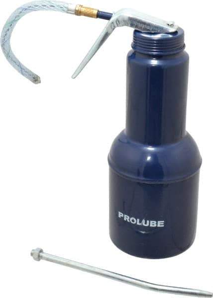 PRO-LUBE - 500 mL Capcity, 6 (Rigid), 7 (Flexible)" Long Flexible/Rigid Spout, Pistol-Grip Oiler - Brass Pump, Steel Body, Powder Coated - Exact Industrial Supply