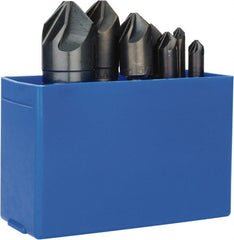 M.A. Ford - 7 Piece, 1/4 to 1" Head Diam, 90° Included Angle, Single End Countersink Set - Exact Industrial Supply