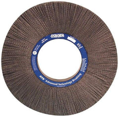 Osborn - 12" OD, 4-1/4" Arbor Hole, Crimped Nylon Wheel Brush - 1" Face Width, 3" Trim Length, 0.04" Filament Diam, 1,800 RPM - Exact Industrial Supply