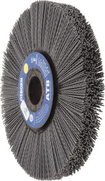 Osborn - 8" OD, 1-1/4" Arbor Hole, Crimped Nylon Wheel Brush - 1" Face Width, 2-1/4" Trim Length, 0.04" Filament Diam, 3,600 RPM - Exact Industrial Supply