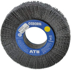 Osborn - 6" OD, 2" Arbor Hole, Crimped Nylon Wheel Brush - 1" Face Width, 1-1/4" Trim Length, 0.028" Filament Diam, 3,600 RPM - Exact Industrial Supply
