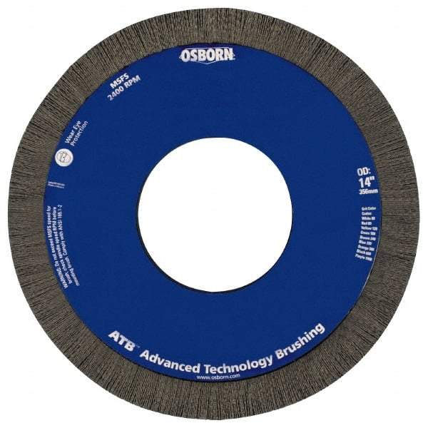 Osborn - 8" OD, 2" Arbor Hole, Crimped Nylon Wheel Brush - 1" Face Width, 1-1/4" Trim Length, 0.028" Filament Diam, 3,600 RPM - Exact Industrial Supply