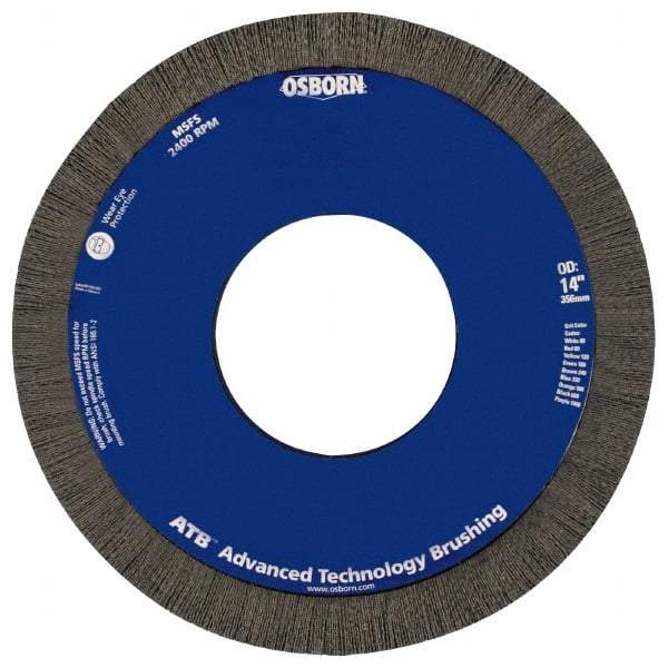 Osborn - 12" OD, 5-1/4" Arbor Hole, Crimped Nylon Wheel Brush - 1" Face Width, 1-1/4" Trim Length, 0.022" Filament Diam, 1,800 RPM - Exact Industrial Supply