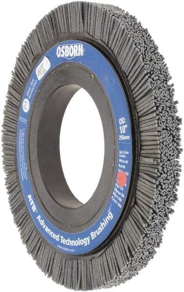 Osborn - 10" OD, 4-1/4" Arbor Hole, Crimped Nylon Wheel Brush - 1" Face Width, 1-1/4" Trim Length, 3,600 RPM - Exact Industrial Supply
