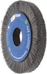 Osborn - 8" OD, 2" Arbor Hole, Crimped Nylon Wheel Brush - 1" Face Width, 1-1/4" Trim Length, 0.035" Filament Diam, 3,600 RPM - Exact Industrial Supply