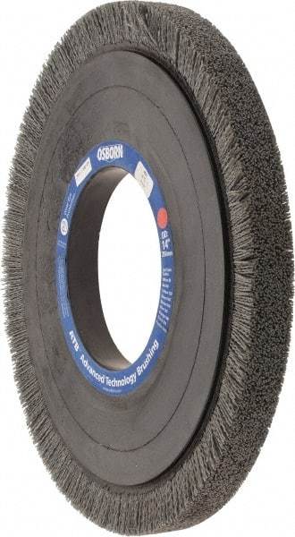 Osborn - 14" OD, 5-1/4" Arbor Hole, Crimped Nylon Wheel Brush - 1" Face Width, 1-1/4" Trim Length, 0.04" Filament Diam, 1,800 RPM - Exact Industrial Supply