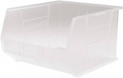Akro-Mils - 75 Lb. Load Capacity, 18" Deep, Clear Polymer Hopper Stacking Bin - 11" High x 16-1/2" Wide x 18" Long - Exact Industrial Supply