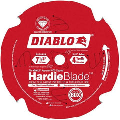 Freud - 7-1/4" Diam, 5/8" Arbor Hole Diam, 4 Tooth Wet & Dry Cut Saw Blade - Carbide-Tipped, Standard Round Arbor - Exact Industrial Supply