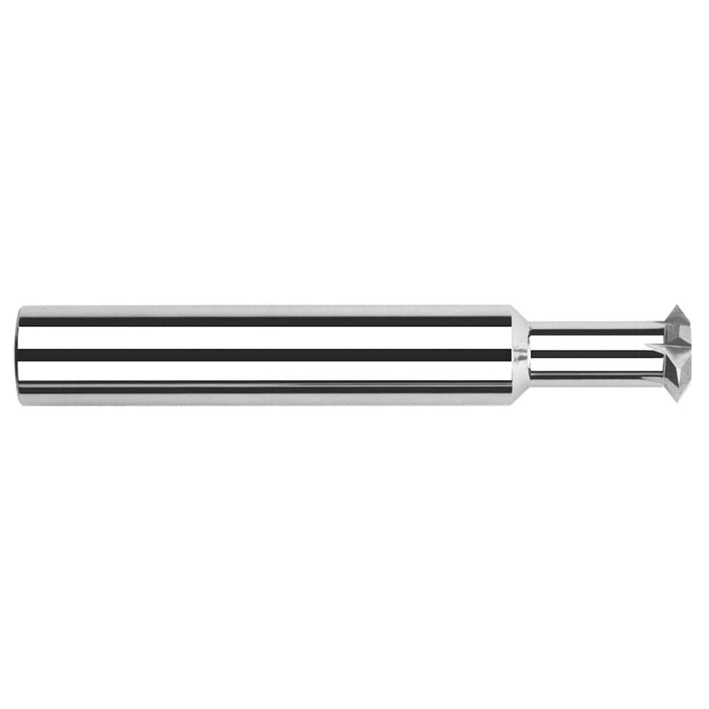 Harvey Tool - 3/32° 3/32" Cut Diam, 3/64" Cut Width, 1/8" Shank, Solid Carbide Double-Angle Cutter - Exact Industrial Supply