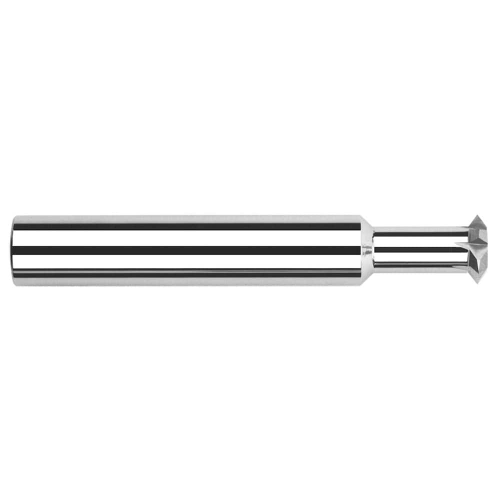 Harvey Tool - 5/64° 5/64" Cut Diam, 0.023" Cut Width, 1/8" Shank, Solid Carbide Double-Angle Cutter - Exact Industrial Supply