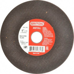 Made in USA - 6" 60 Grit Aluminum Oxide Cutoff Wheel - 0.045" Thick, 7/8" Arbor, 10,186 Max RPM, Use with Circular Saws - Exact Industrial Supply