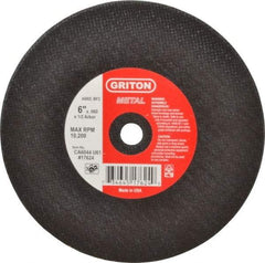 Made in USA - 6" 60 Grit Aluminum Oxide Cutoff Wheel - 0.06" Thick, 1/2" Arbor, 10,186 Max RPM, Use with Circular Saws - Exact Industrial Supply