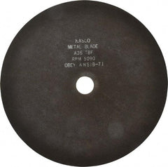 Made in USA - 12" 36 Grit Aluminum Oxide Cutoff Wheel - 1/16" Thick, 1-1/4" Arbor, 5,095 Max RPM, Use with Chop Saws - Exact Industrial Supply