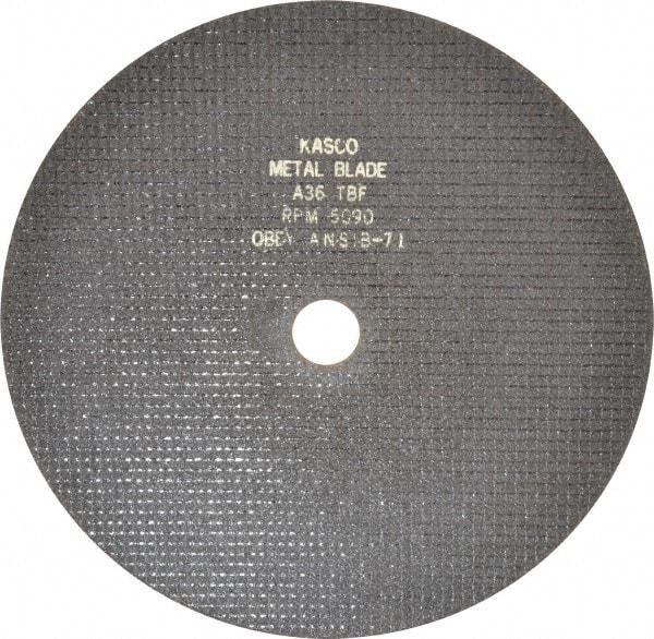 Made in USA - 12" 36 Grit Aluminum Oxide Cutoff Wheel - 3/32" Thick, 1-1/4" Arbor, 5,095 Max RPM, Use with Chop Saws - Exact Industrial Supply