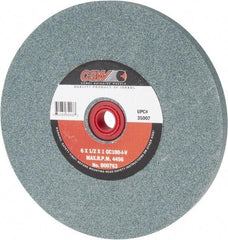 Camel Grinding Wheels - 100 Grit Silicon Carbide Bench & Pedestal Grinding Wheel - 6" Diam x 1" Hole x 1/2" Thick, 4456 Max RPM, I Hardness, Fine Grade , Vitrified Bond - Exact Industrial Supply